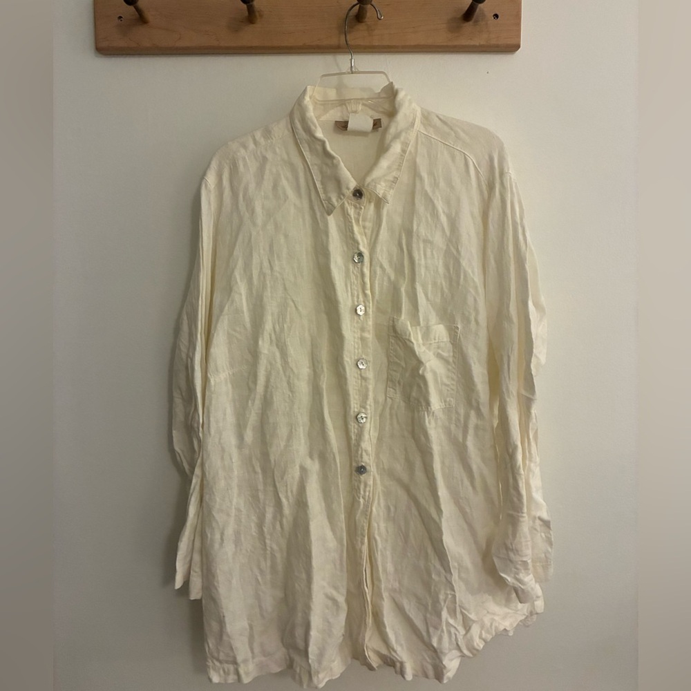 Sand Creek Linen Button-Down Shirt in Cream - Relaxed Women's Top